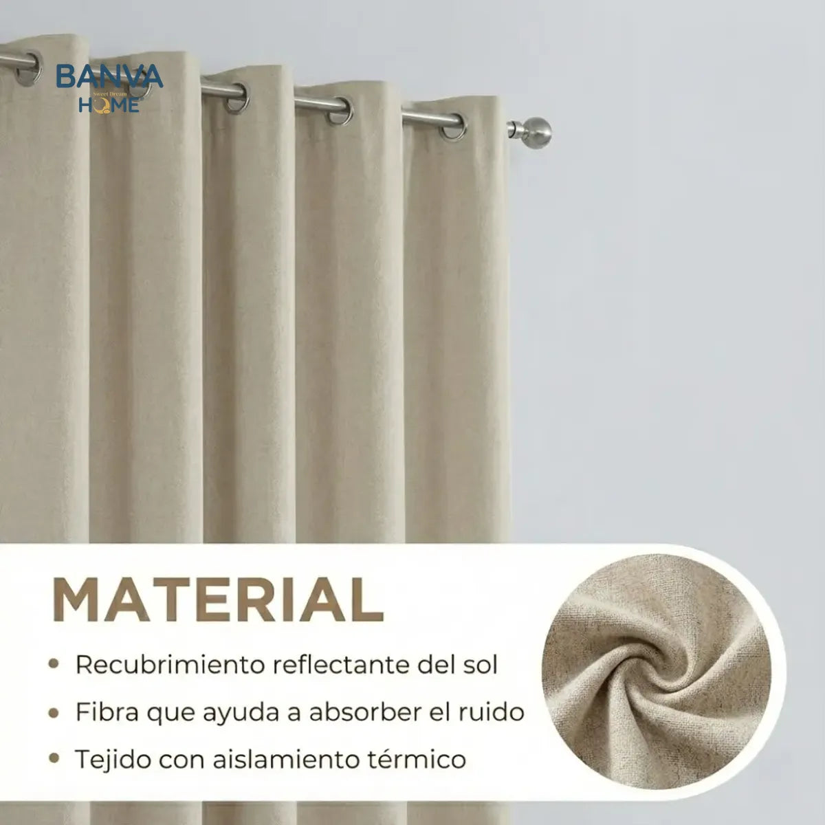Set Cortinas Black Out Beige 140x220