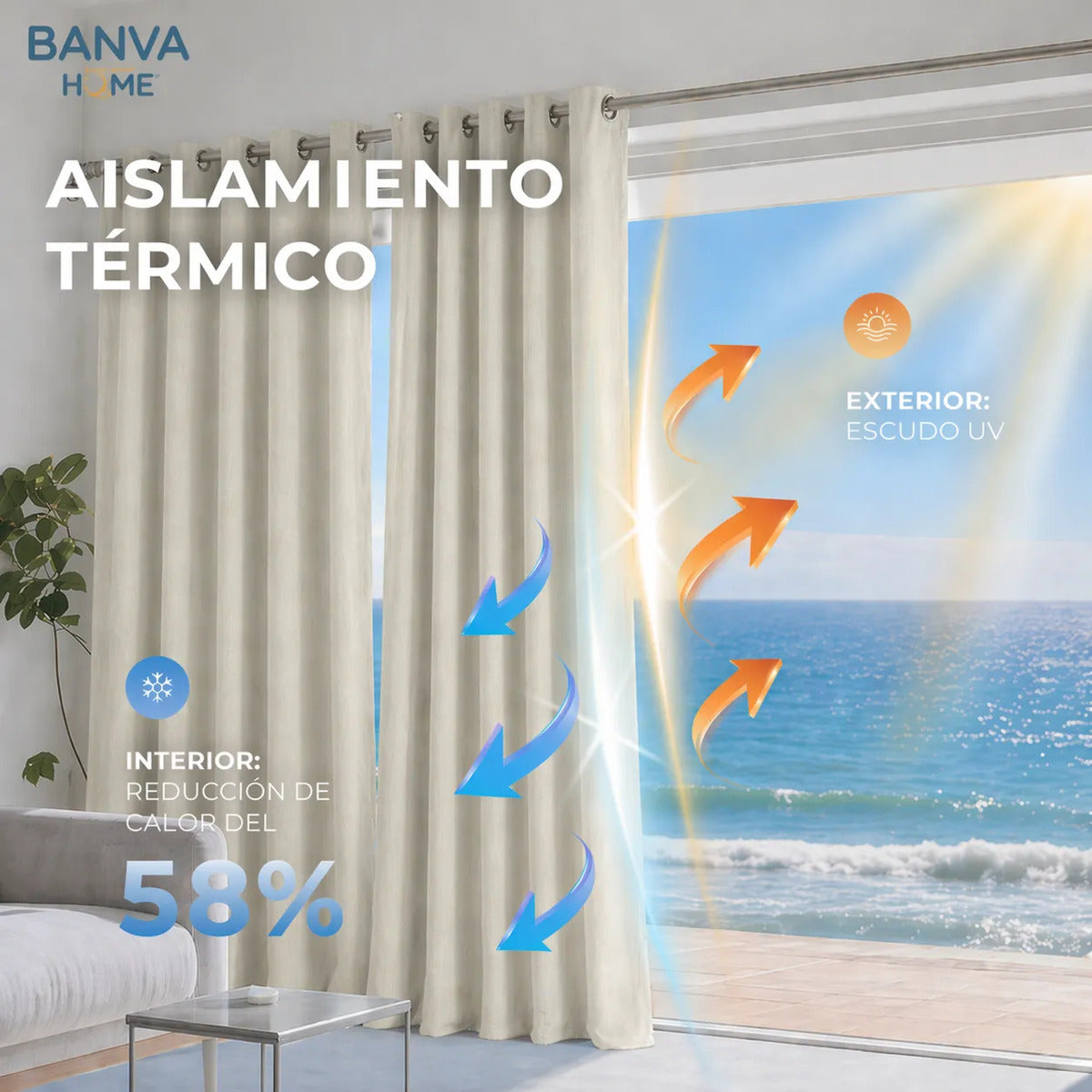 Set Cortinas Black Out Liso Perla 140x220