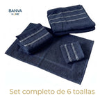 Juego 6 Toalla Valencia Azul