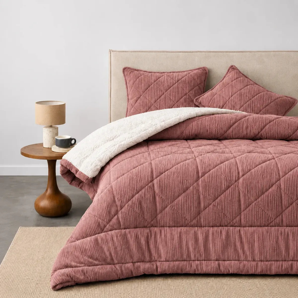 Plumón Valencia Corduroy Sherpa 1.5 Plazas Terracota