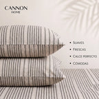 Juego Sábana Cannon 200 Hilos Rayas 2 Plazas Rayado