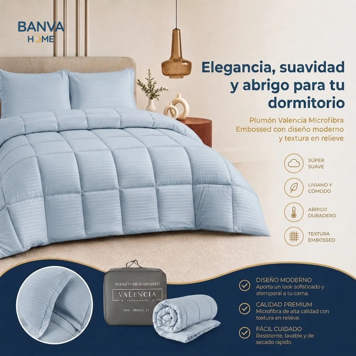 Plumón Valencia Embossed Sky 2 Plazas
