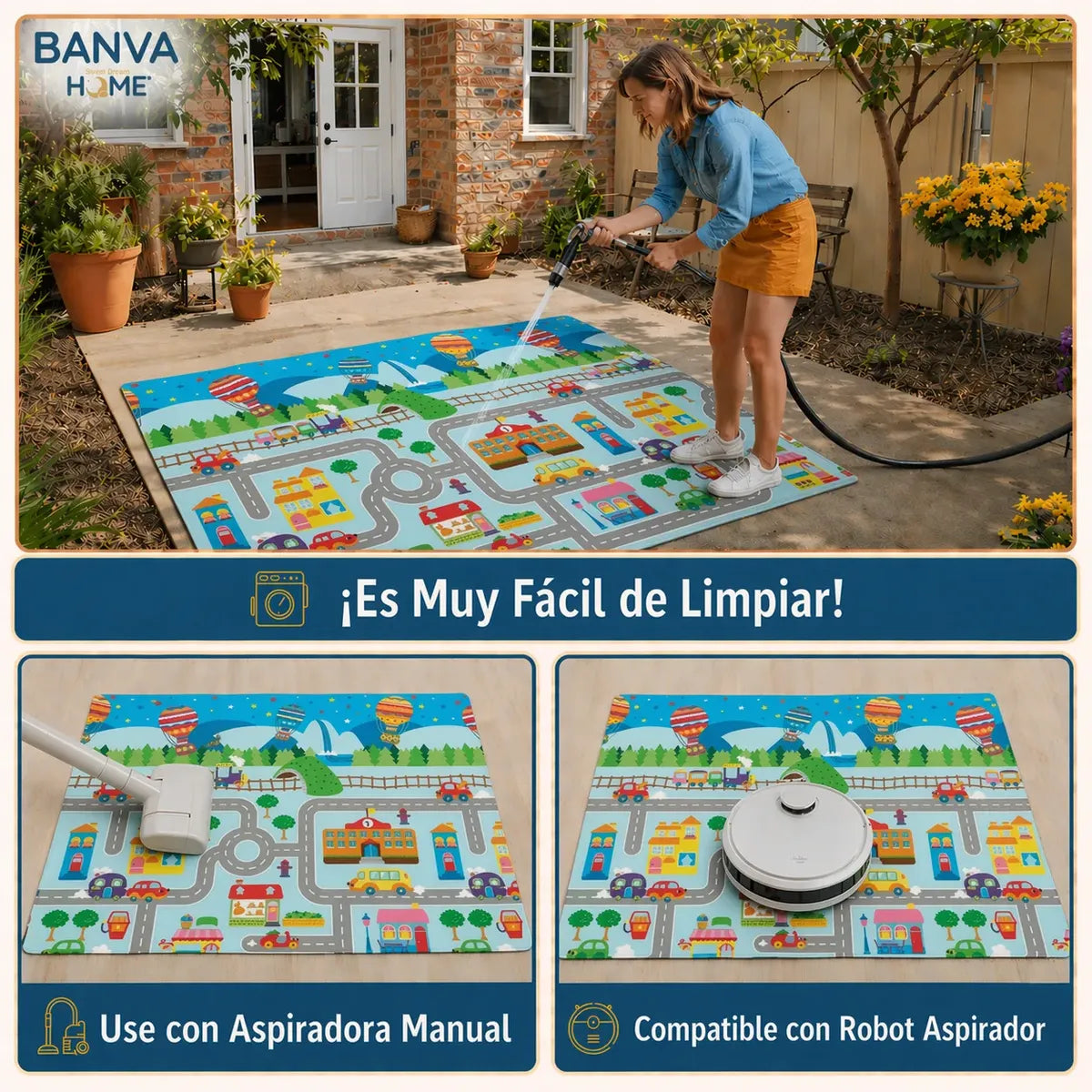 Alfombra Infantil Estampado Ciudad