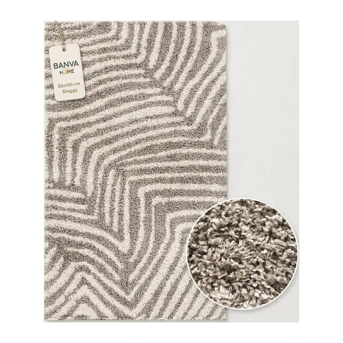Shaggy Peluda Guiza Beige 100x50