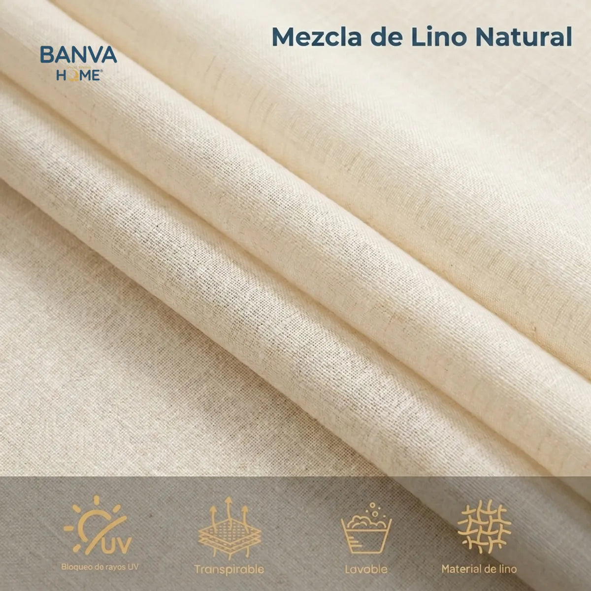 Set Cortinas Velo Lino Liso Beige