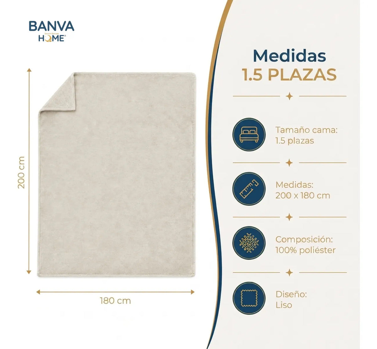 Frazada Illusions Flannel Liso 1.5 Plazas Beige
