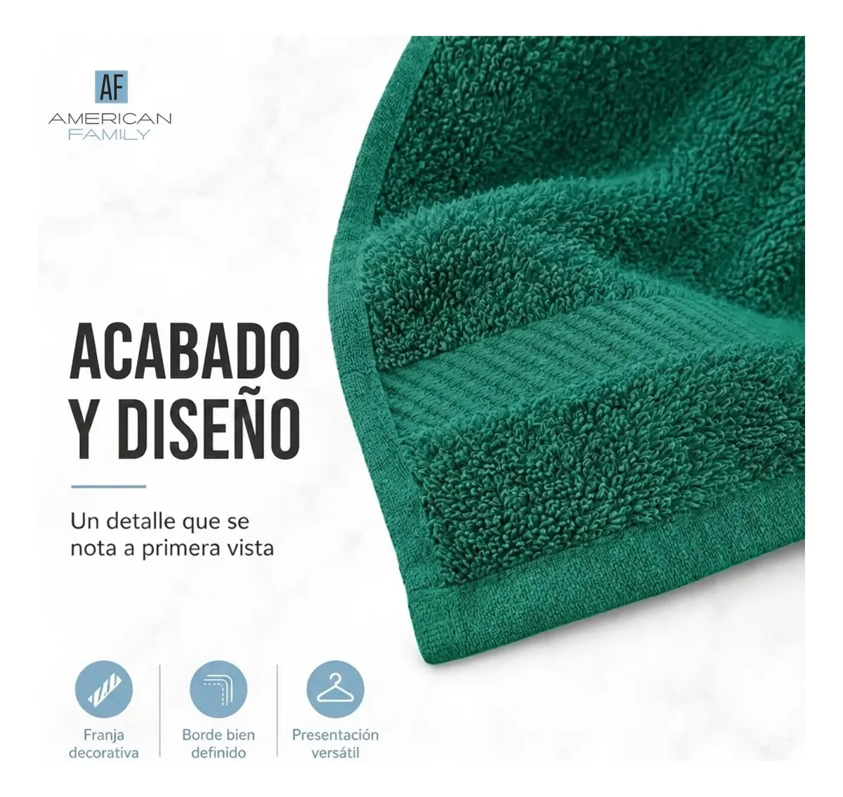 Juego Toalla American Family Verde 350gr