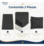 Juego Sábana Illusions 144 Hilos Liso 2 Plazas Negro