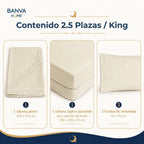 Juego Sábana Illusions 180 Hilos Broderie Liso King Beige Ivory