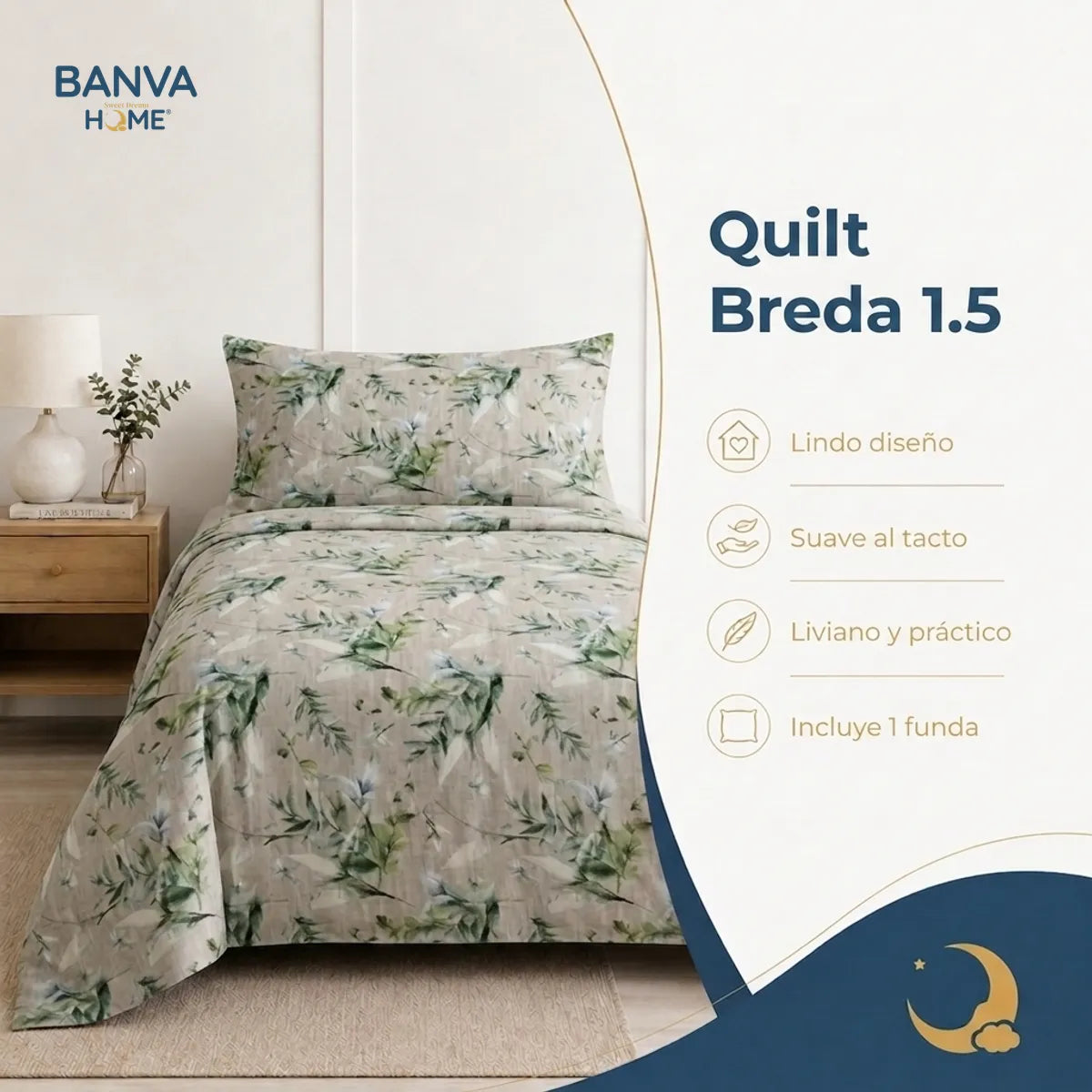 Quilt Breda 1.5 Plazas Verde