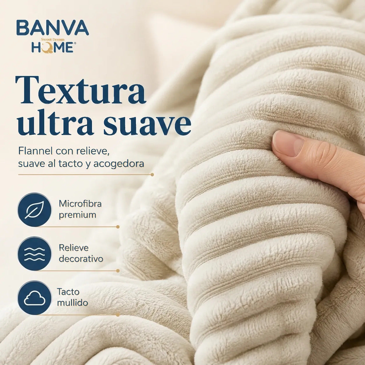 Manta Illusions Flannel Relieve Arena 150x130 500gr