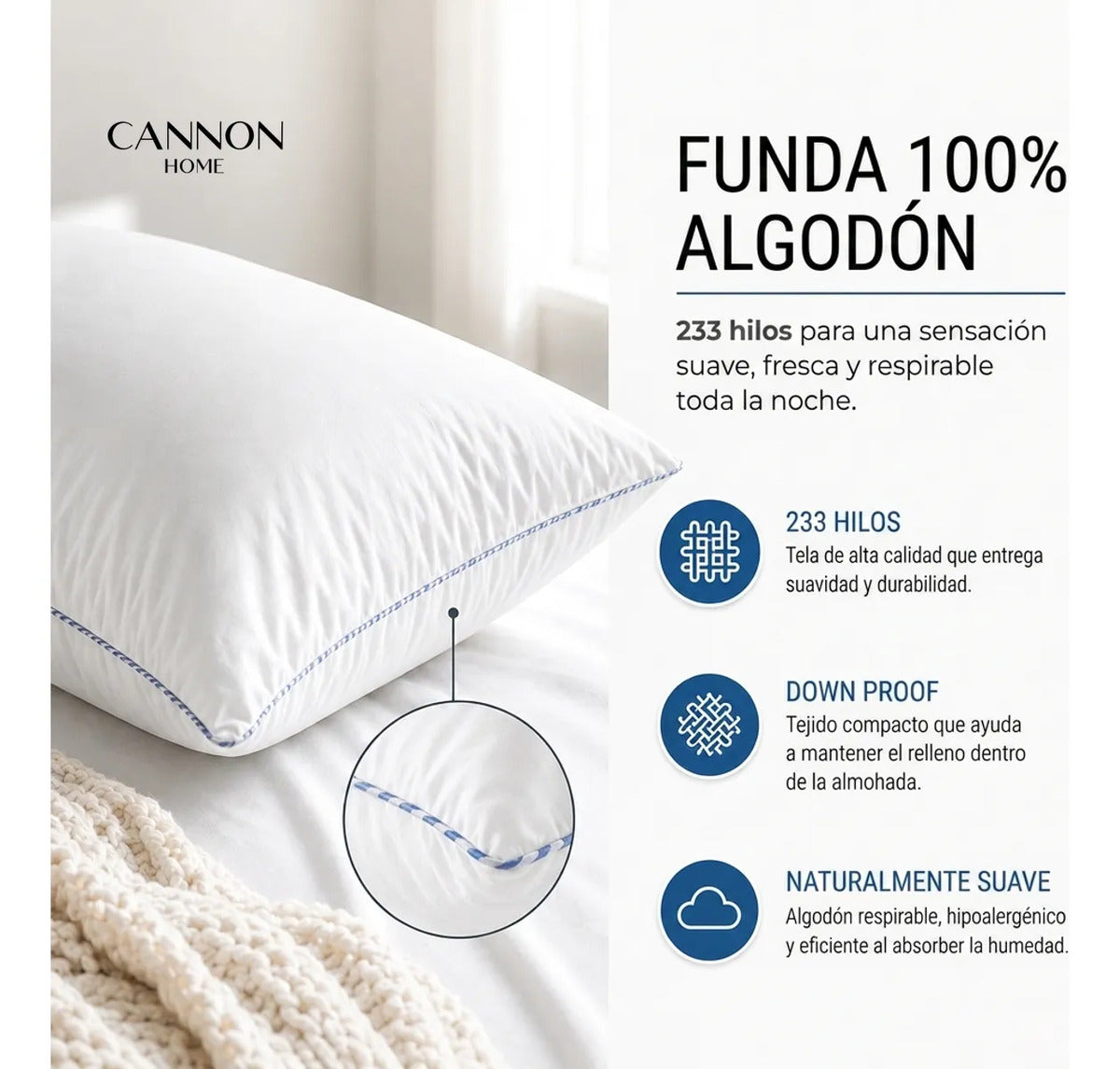 Almohadas Cannon 50 X 90 Down Alternative Blanco