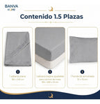 Juego Sábana Illusions 180 Hilos Broderie Liso 1.5 Plazas Gris