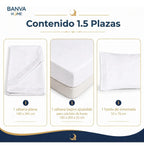 Juego Sábana Illusions 180 Hilos Broderie Liso 1.5 Plazas Blanco