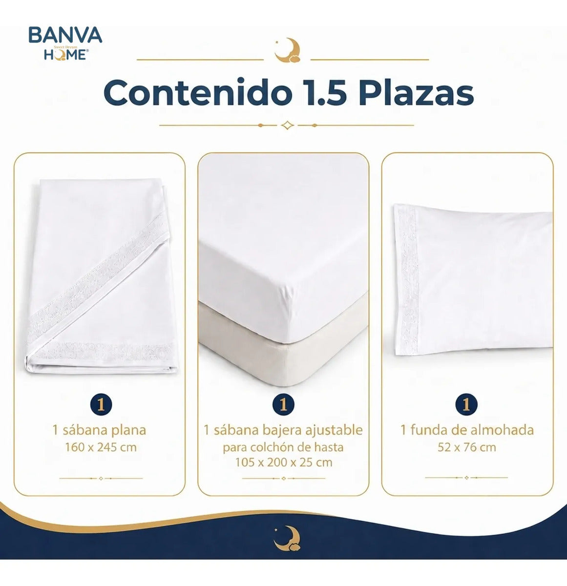Juego Sábana Illusions 180 Hilos Broderie Liso 1.5 Plazas Blanco
