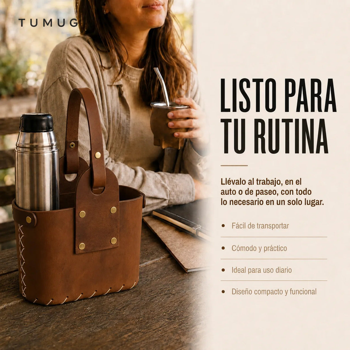 Bolso Matero Café 2 Compartimientos Grande