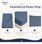 Juego Sábana Illusions 180 Hilos Broderie Liso King Azul Element