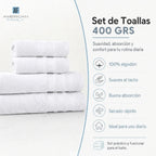 Juego 4 Toalla American Family Blanco 400gr