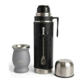 Set De Mate Kit Termo Cuero Plata