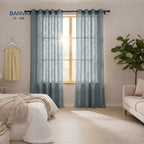 Set Cortinas Velo Lino Liso Grafito