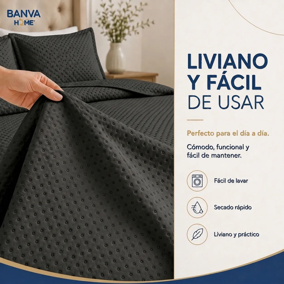 Quilt Atenas Súper King Negro