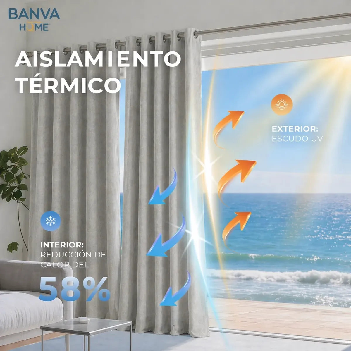 Set Cortinas Black Out Liso Gris 140x220