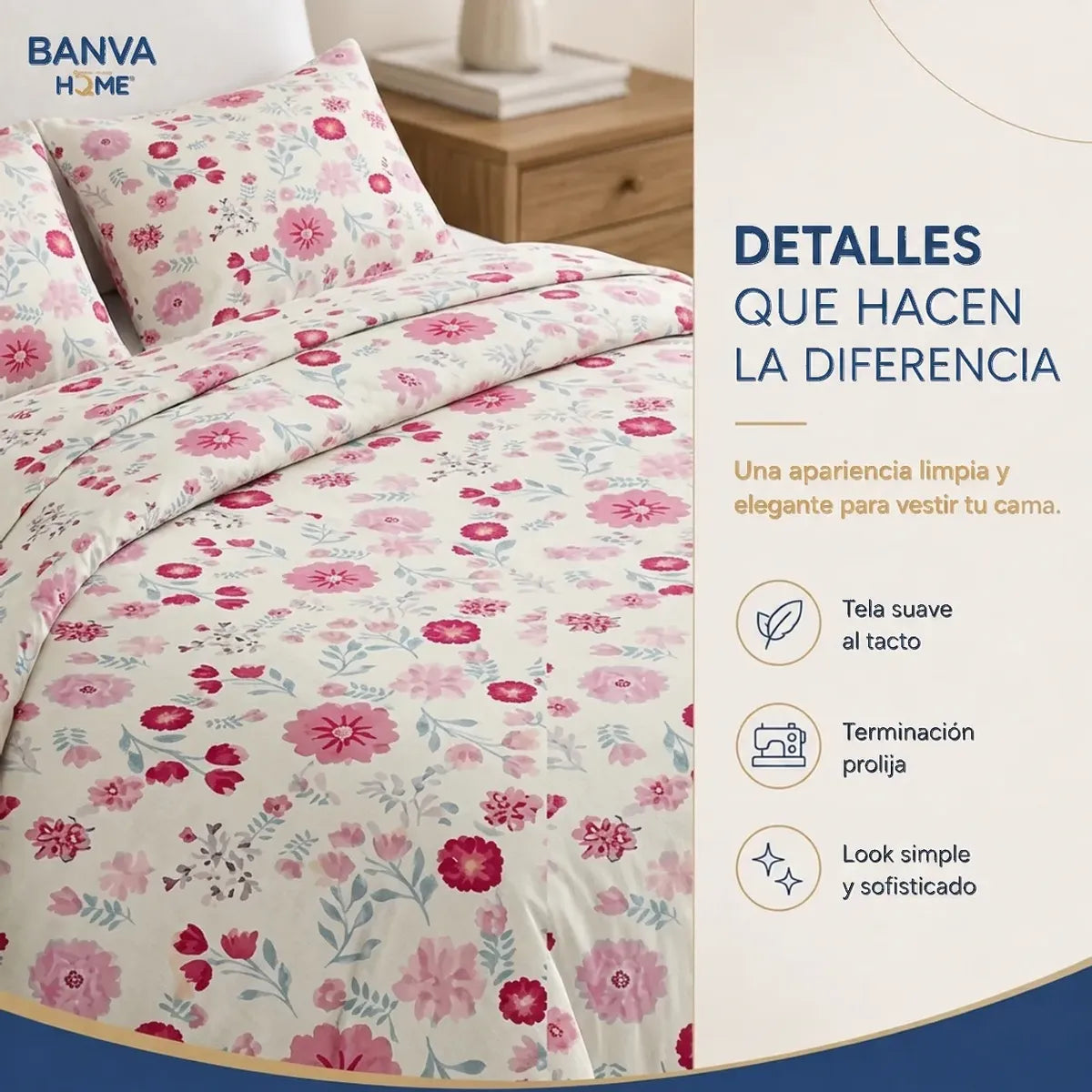 Quilt Bruselas 1.5 Plazas Flowers