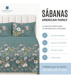 Sábana American Family 144 Hilos Amazonite 1.5 Plazas