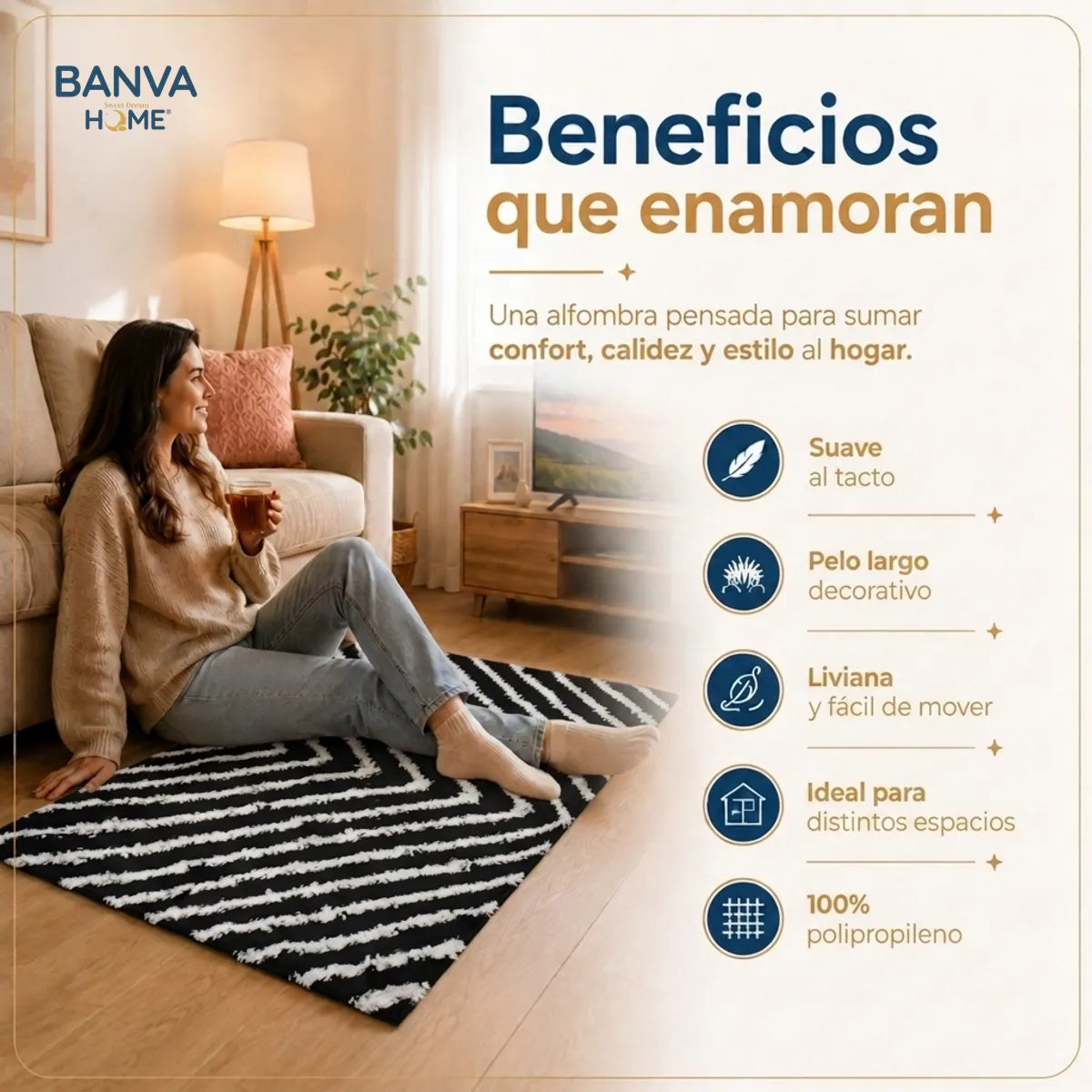 Shaggy Peluda Guiza Negro 100x50