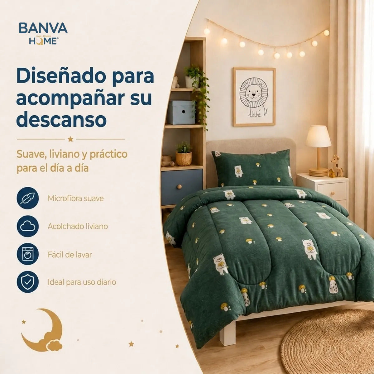 Plumón Infantil Oso Verde