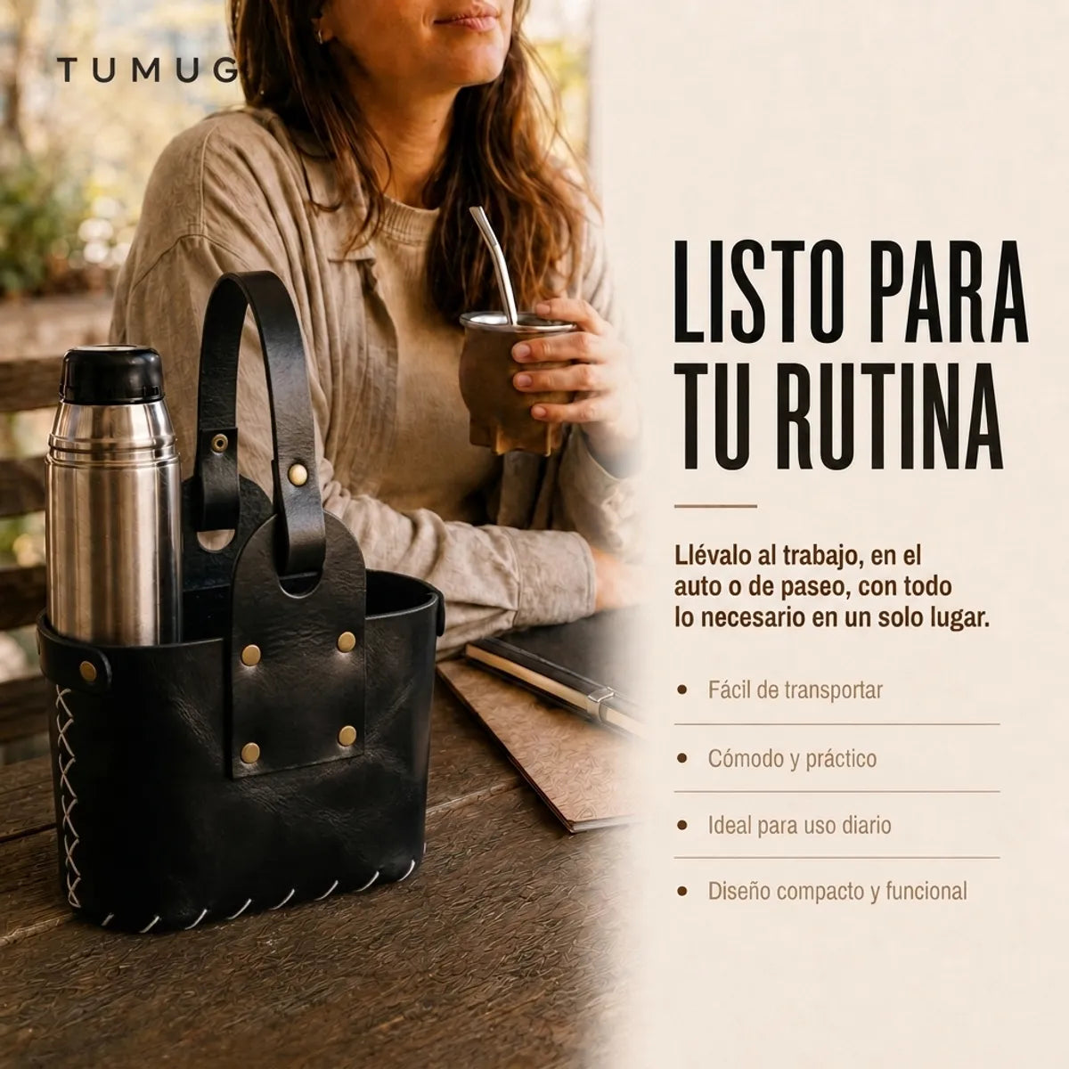 Bolso Matero Negro 2 Compartimientos Grande
