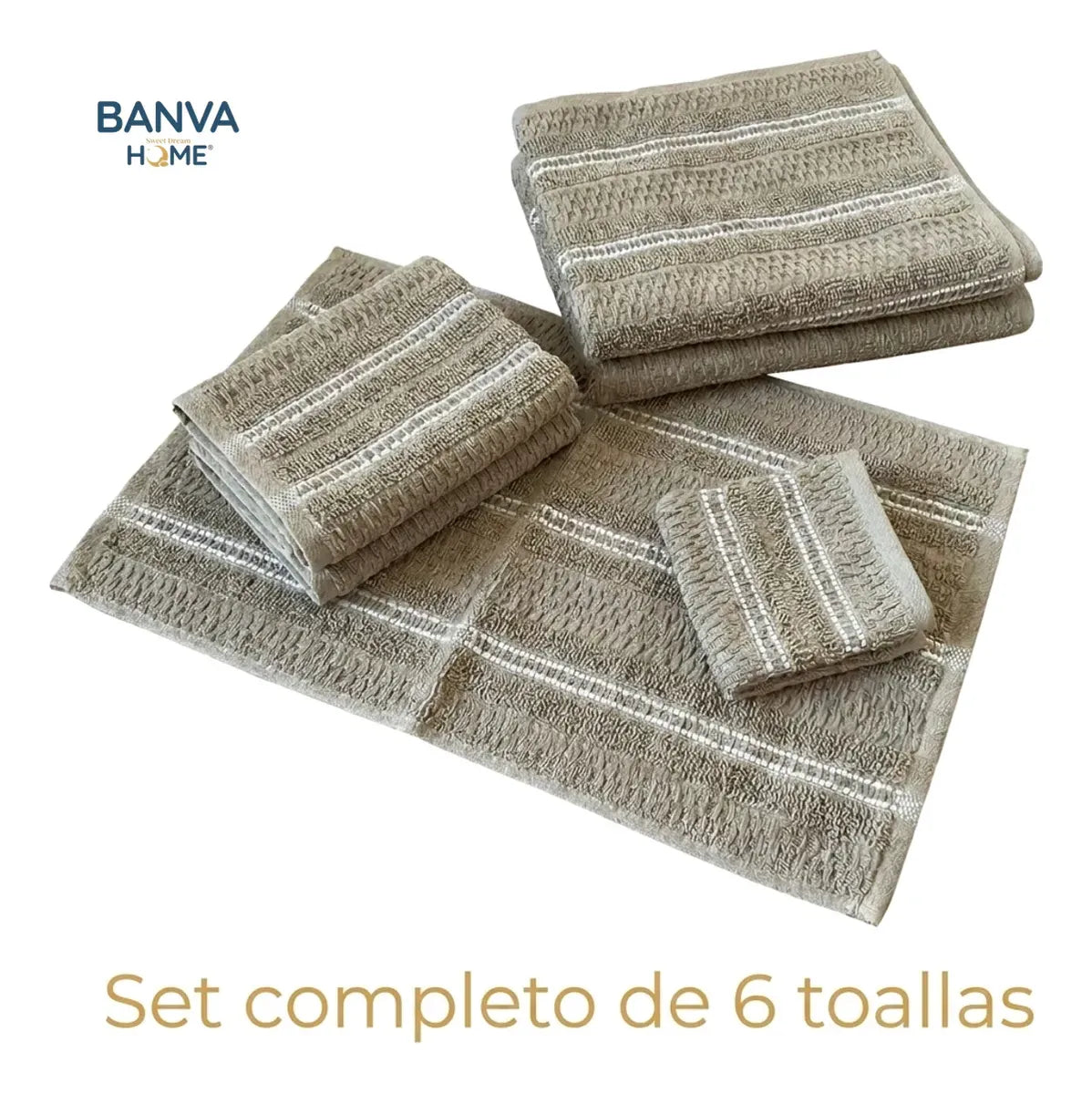 Juego 6 Toalla Valencia Beige