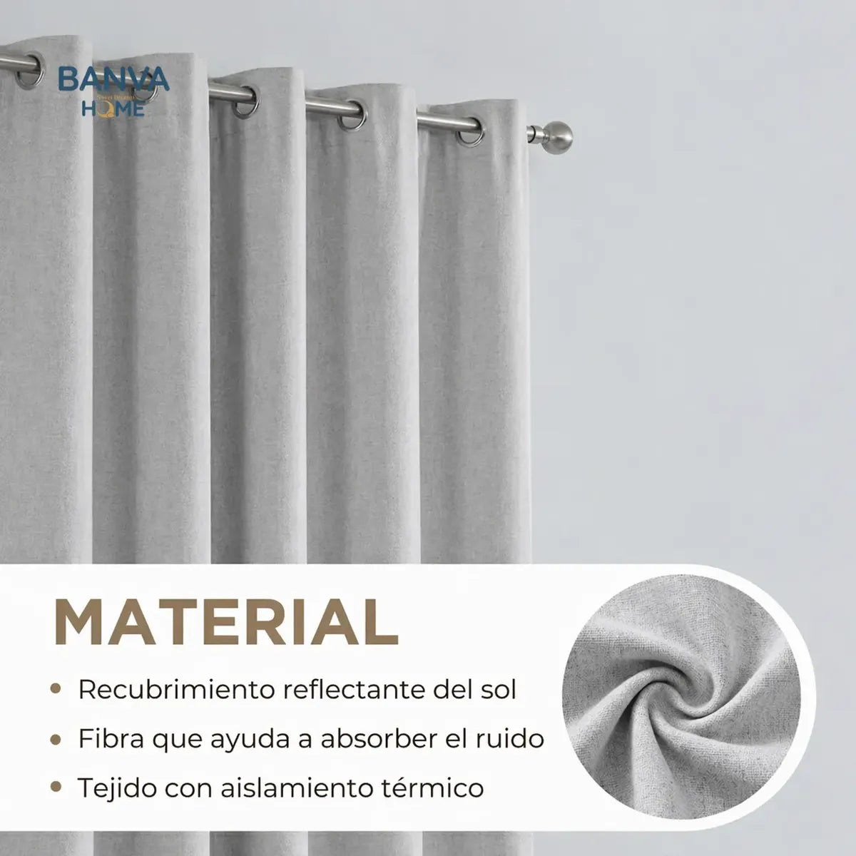 Set Cortinas Black Out Liso Gris 140x220