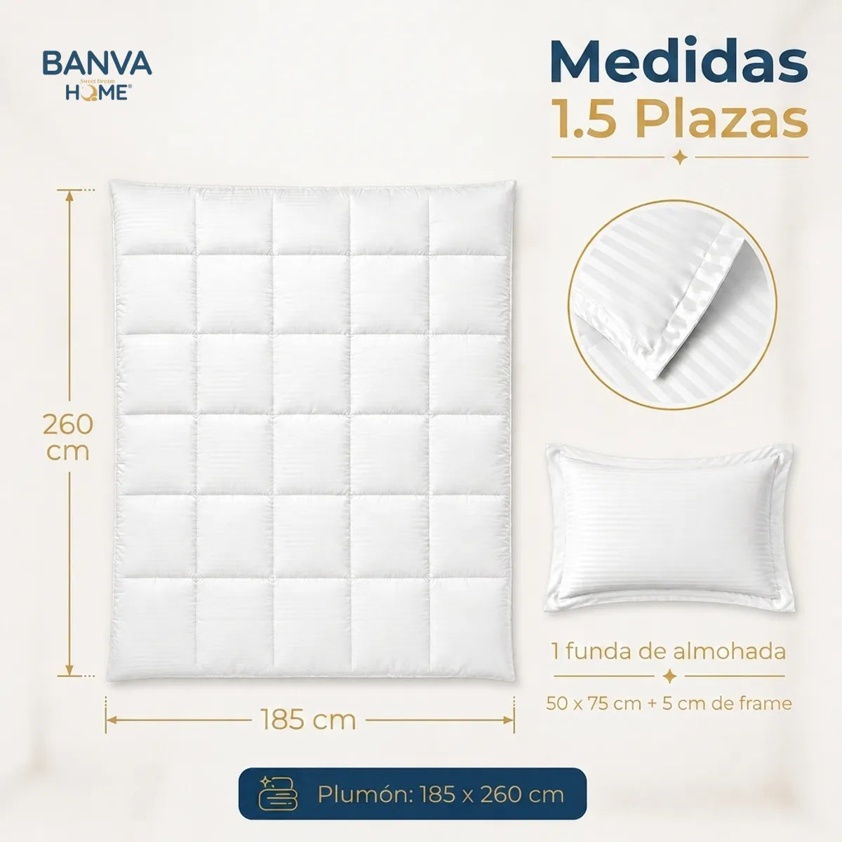 Plumón Valencia Embossed Blanco 1.5 Plazas