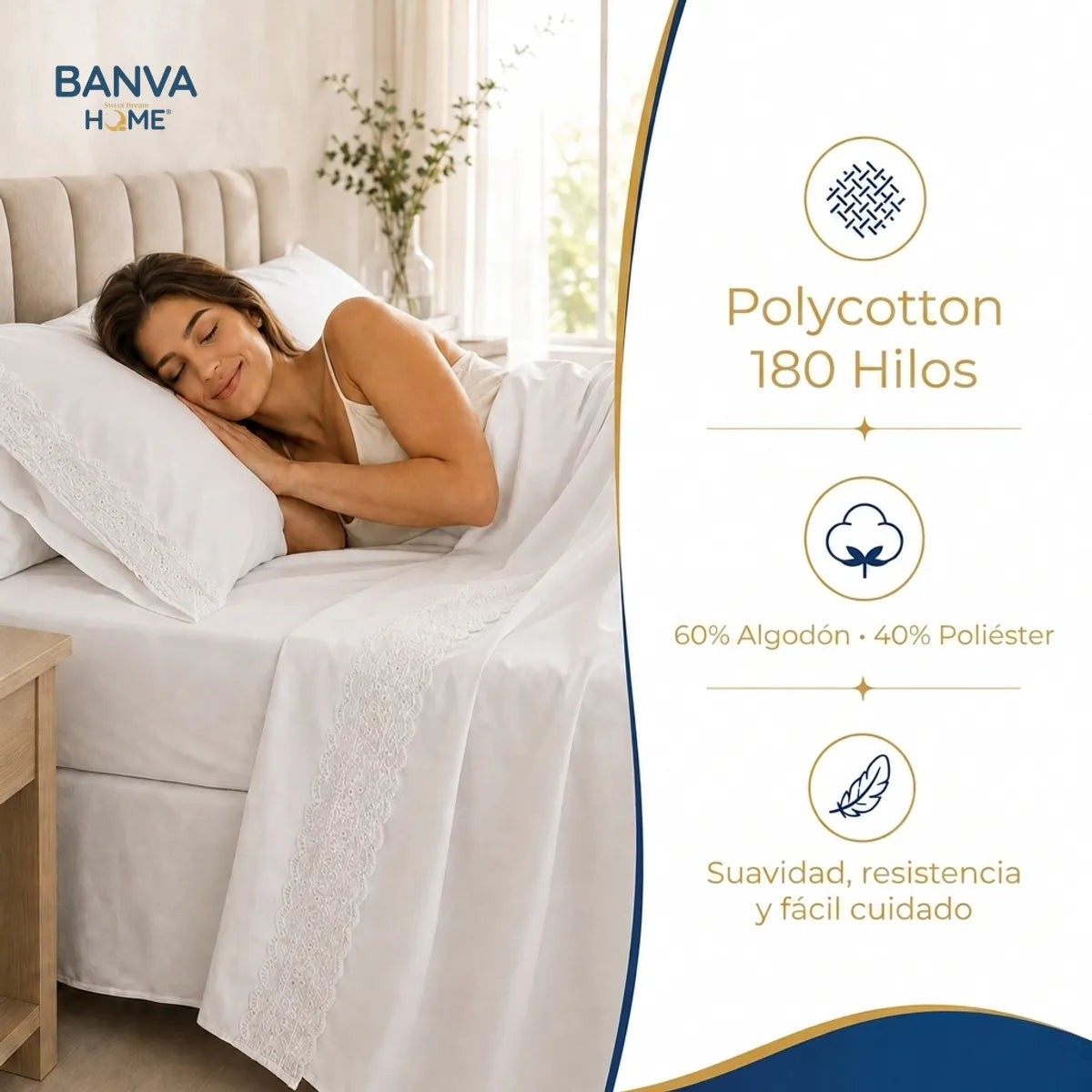 Juego Sábana Illusions 180 Hilos Broderie Liso 1.5 Plazas Blanco
