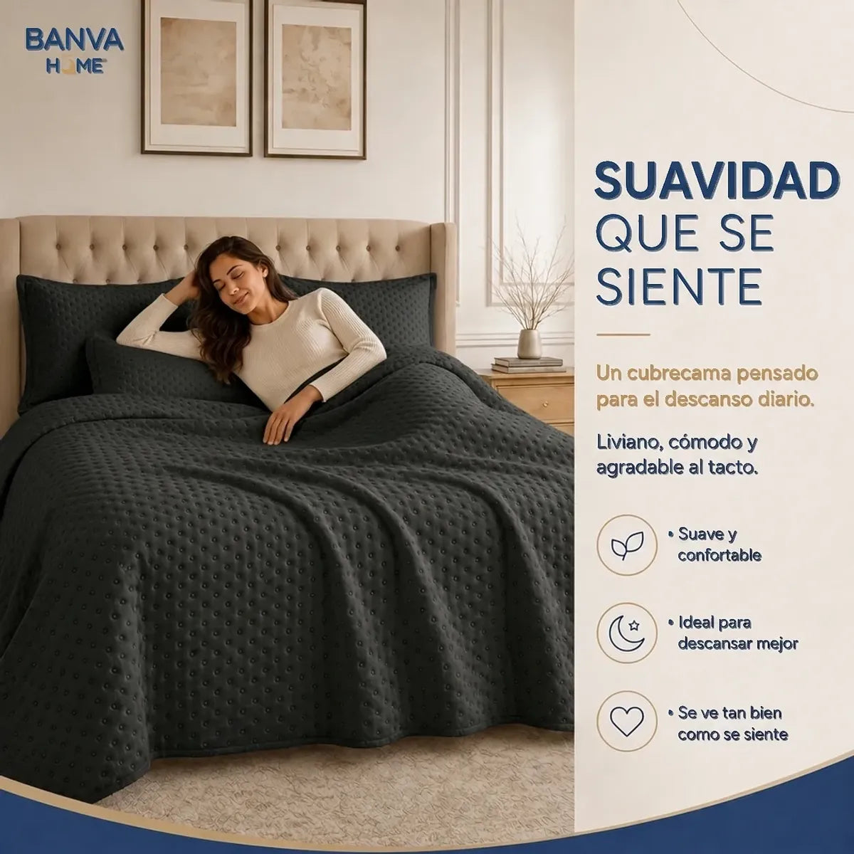 Quilt Atenas 2 Plazas Negro