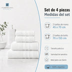 Juego 4 Toalla American Family Blanco 400gr