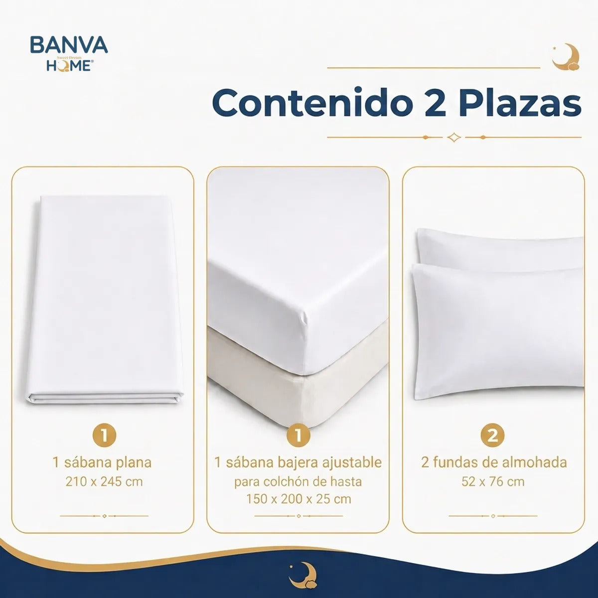 Juego Sábana Illusions 144 Hilos Liso 2 Plazas Blanco