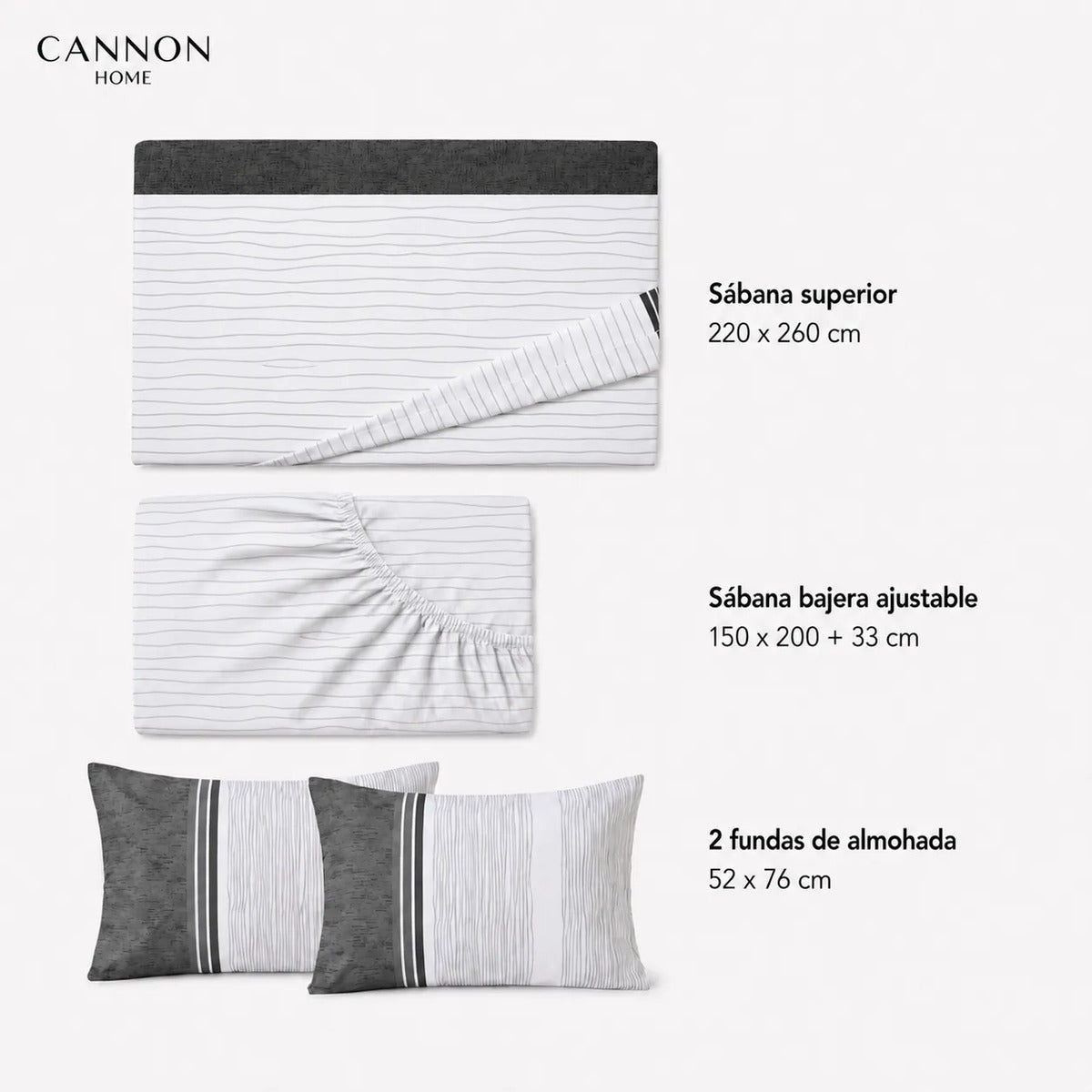 Juego Sábana Cannon 200 Hilos Moka 2 Plazas