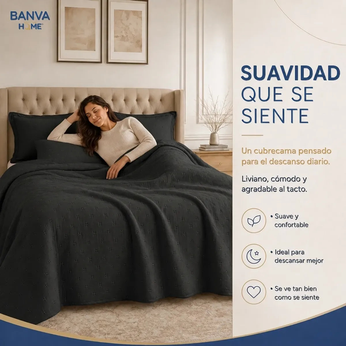 Quilt Roma 2 Plazas Negro