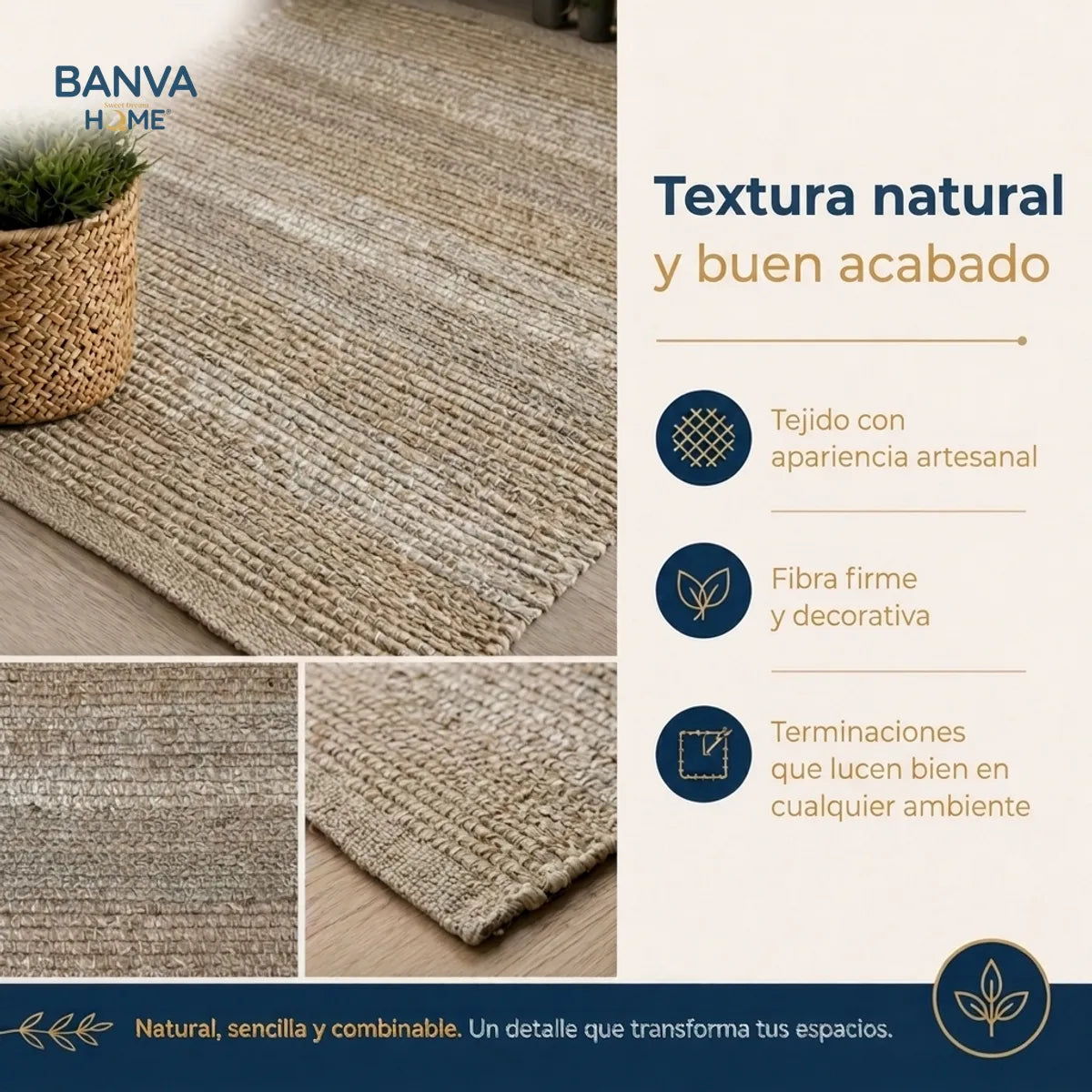 Jute Fibra Natural Nordic Beige 60x90