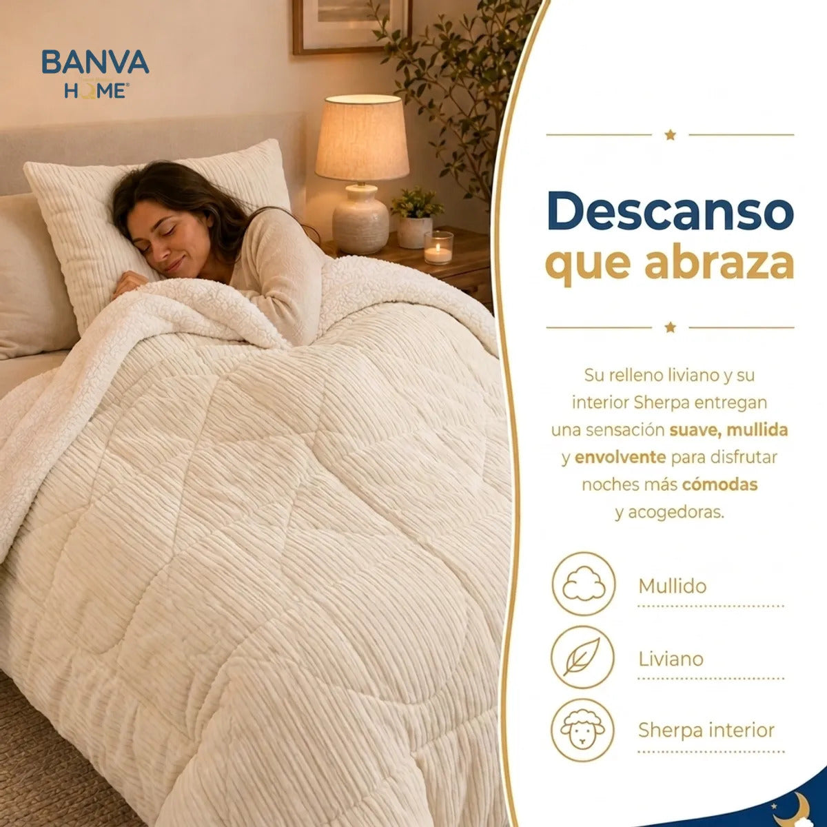 Plumón Valencia Corduroy Sherpa 1.5 Plazas Crema