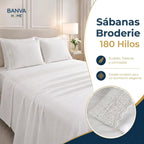 Juego Sábana Illusions 180 Hilos Broderie Liso King Blanco
