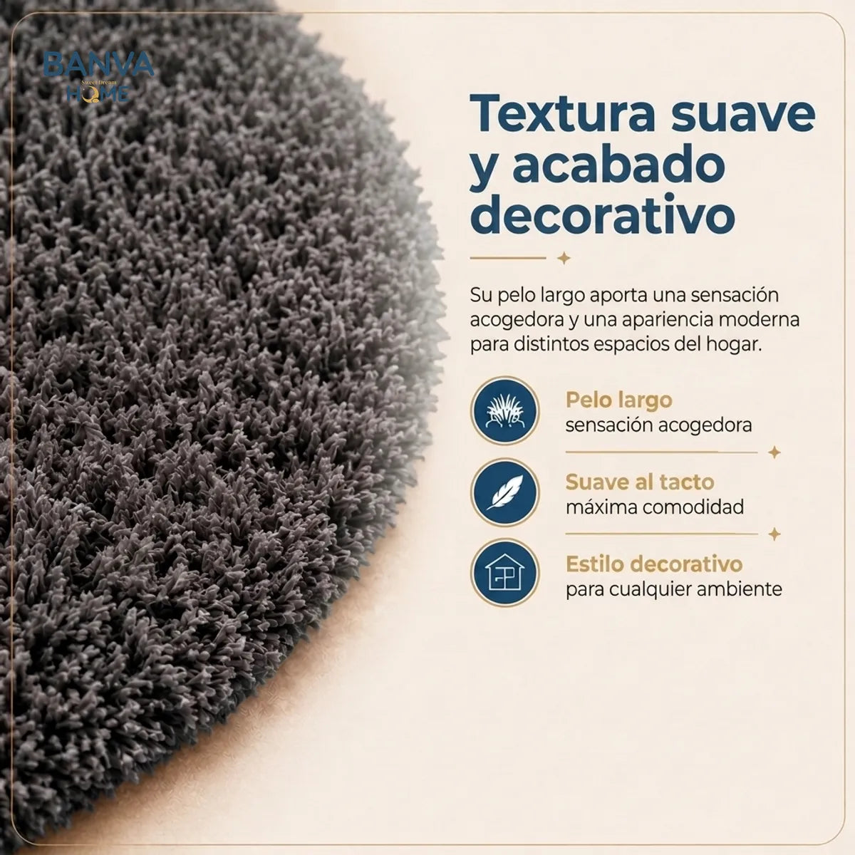 Shaggy Peluda Gris Marengo 100x50