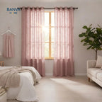 Set Cortinas Velo Lino Liso Café