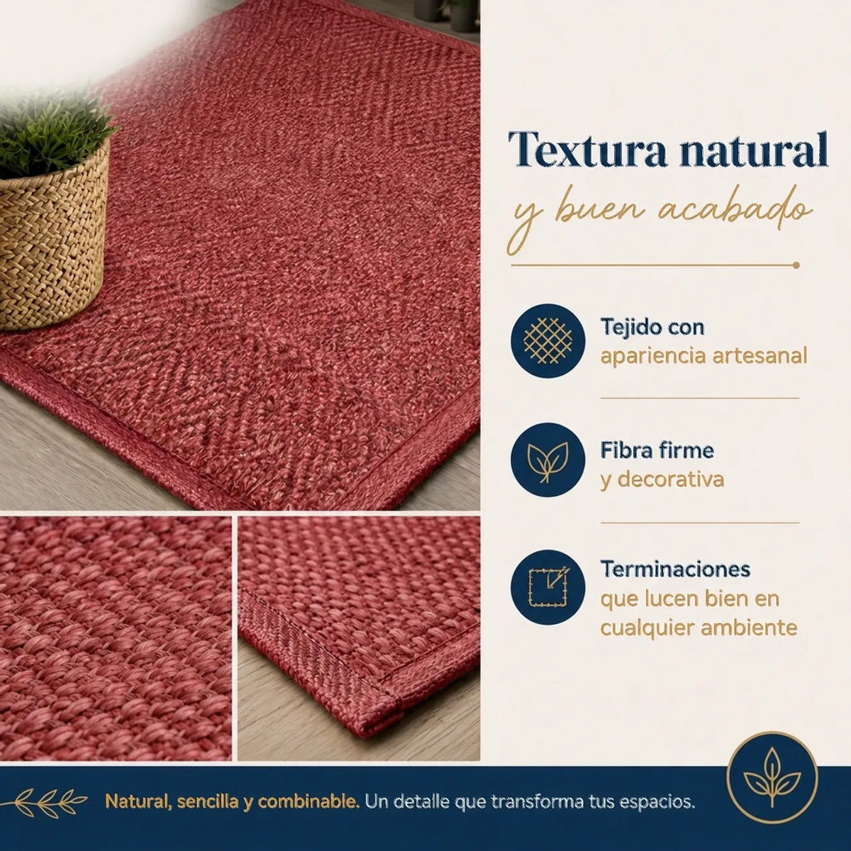 Jute Fibra Natural Loom Red 60x90