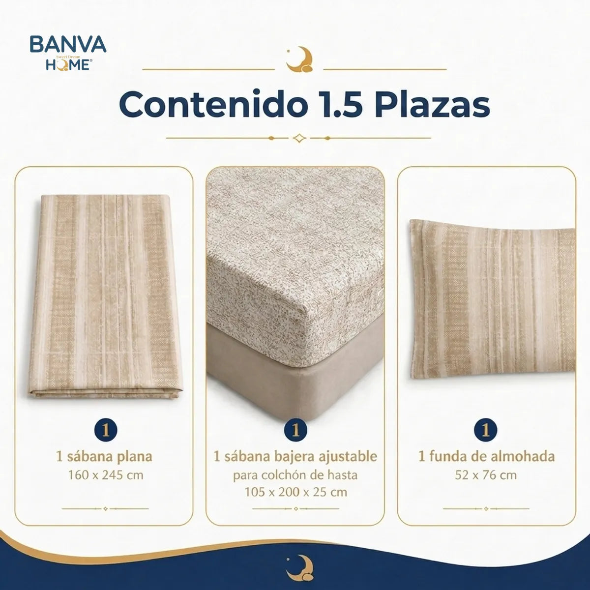 Juego Sábana Illusions 144 Hilos Liso 1.5 Plazas Loira