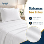Juego Sábana Illusions 144 Hilos Liso 1.5 Plazas Blanco