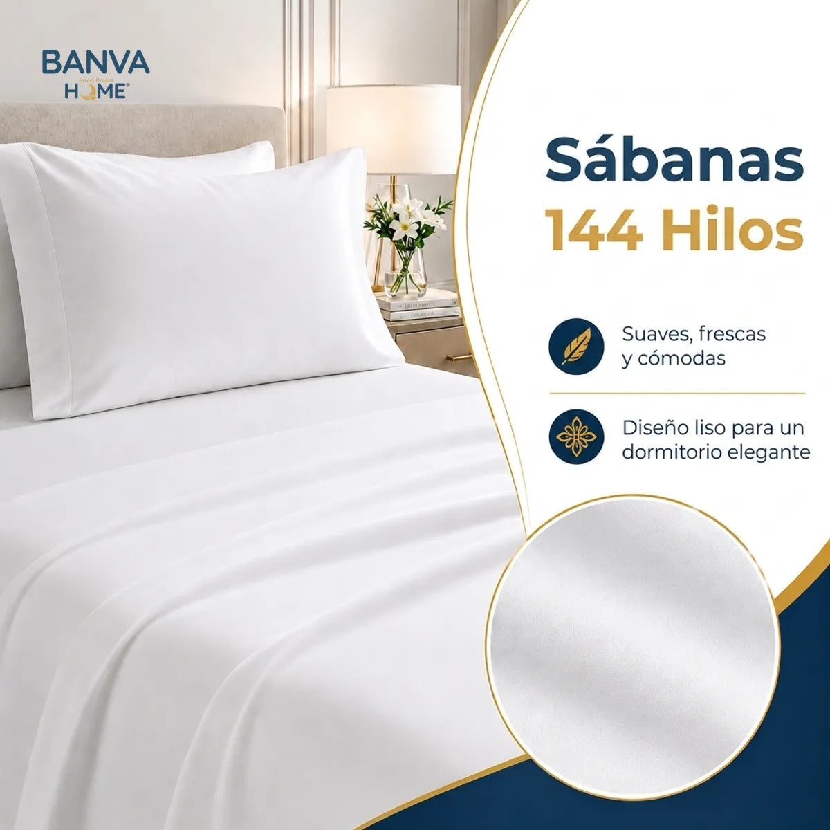 Juego Sábana Illusions 144 Hilos Liso 1.5 Plazas Blanco