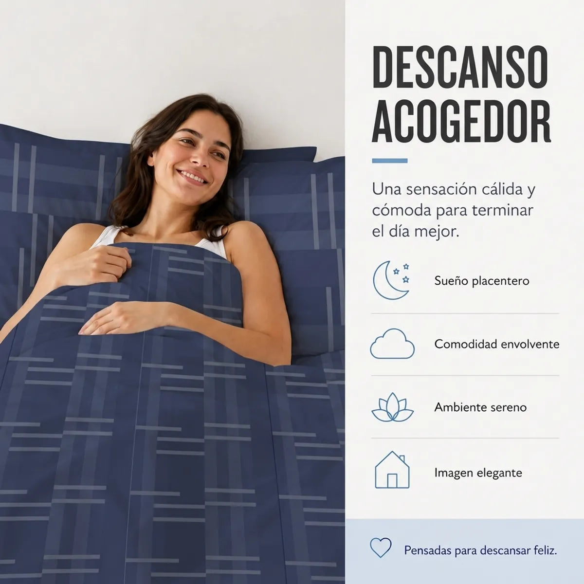 Juego Sábana American Family 144 Hilos Chrome 2 Plazas Azul
